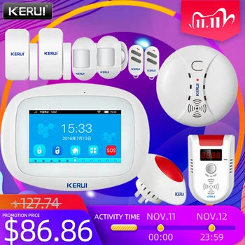 KERUI Security Alarm System K52 Wifi GSM Panel 4.3 Inch TFT Color Screen Wireless Suit Home Smart Socket Wireless Smoke Alarm
KERUI Security Alarm System K52 Wifi GSM Panel 4.3 Inch TFT Color Screen Wireless Suit Home Smart Socket Wireless Smoke Alarm