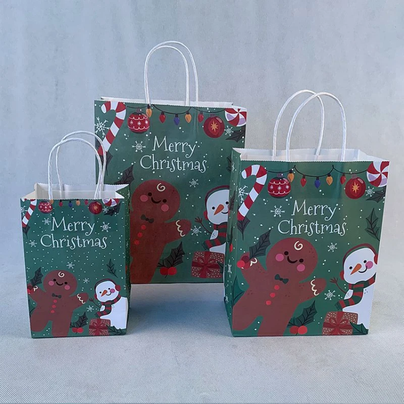 40pcs snowflake merry christmas paper bag snowman