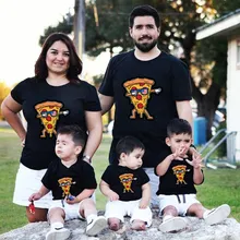 Одинаковые комплекты для семьи футболка с принтом пиццы папы