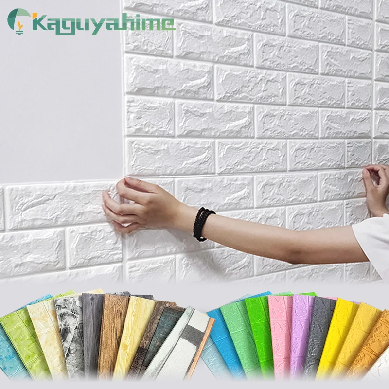 

= (K) = Kaguyahime 3D DIY Stickers autoadhesivo decoración papel pintado para habitación de niños cocina dormitorio impermeable papel pintado de ladrillo