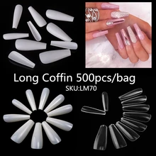 Lamemoria 500PCS ארוך בלרינה ארון ציפורניים טיפים ברור מזויף ציפורניים UV ג 'ל מניקור אקריליק False נייל טיפים ציפורניים אמנות קישוט(China)
