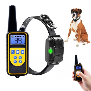 

Dog Shock Training Collars Pet Dog Training Collar Rechargeable Remote Contrl Electric Shock Bark Stop Waterproof 800M