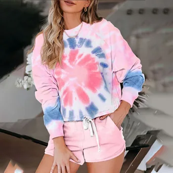 Women Fashion Tie Dye Two Pieces Set Long Sleeve Tops Summer Print Shorts Plus Size Sports Set Casual Homewear
Women Fashion Tie Dye Two Pieces Set Long Sleeve Tops Summer Print Shorts Plus Size Sports Set Casual Homewear