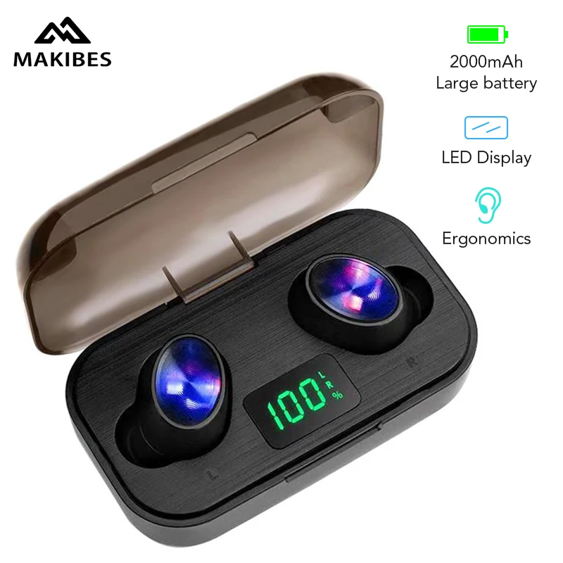 Makibes Wireless Earbuds TWS Earphone Bluetooth 5.0 IPX4 LED Display One Button Control HIFI Stereo With 2000 mAh Charging Box
Makibes Wireless Earbuds TWS Earphone Bluetooth 5.0 IPX4 LED Display One Button Control HIFI Stereo With 2000 mAh Charging Box