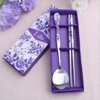 Wholesale100sets/lot stainless steel Tableware Purple Flower spoon chopstick sets Wedding Favors Event Party Supplies 
Wholesale100sets/lot stainless steel Tableware Purple Flower spoon chopstick sets Wedding Favors Event Party Supplies