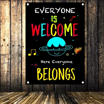 

Classroom Poster Flag Banner Decorations Motivational Kindness and Inspirational Themes Wall Fanging Quotes Canvas Print Art B2