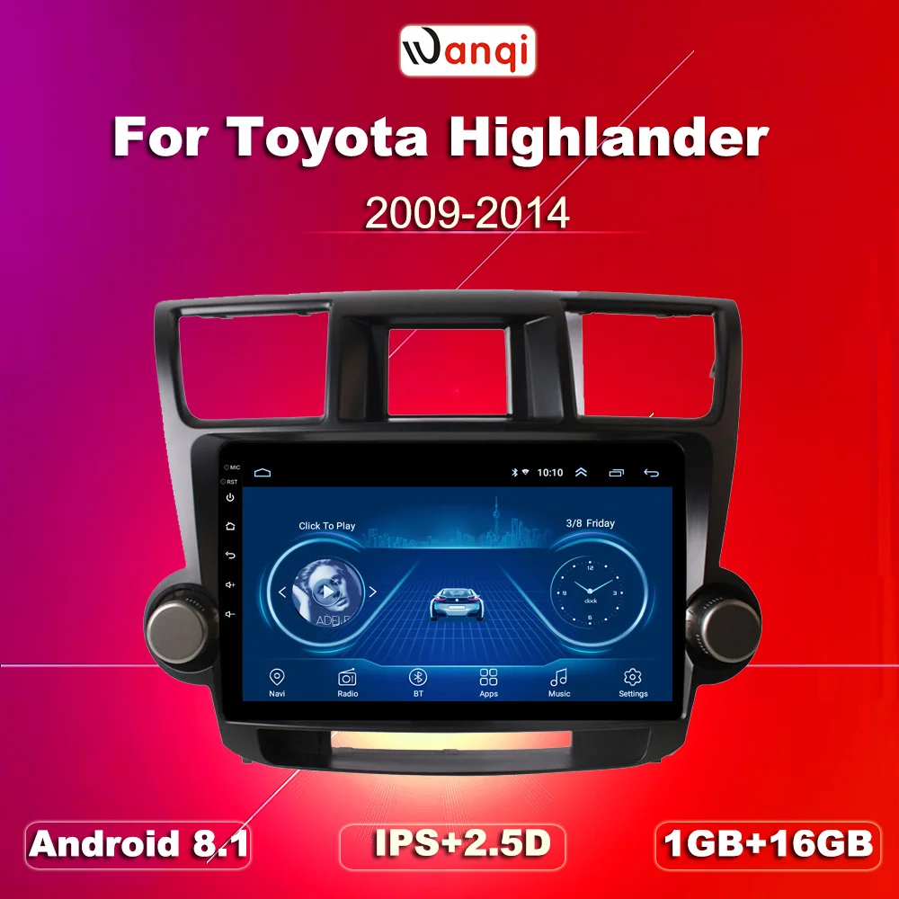 Радиоприемник с сенсорным экраном 10 1 дюйма Android 8 2.5D закаленное стекло HD