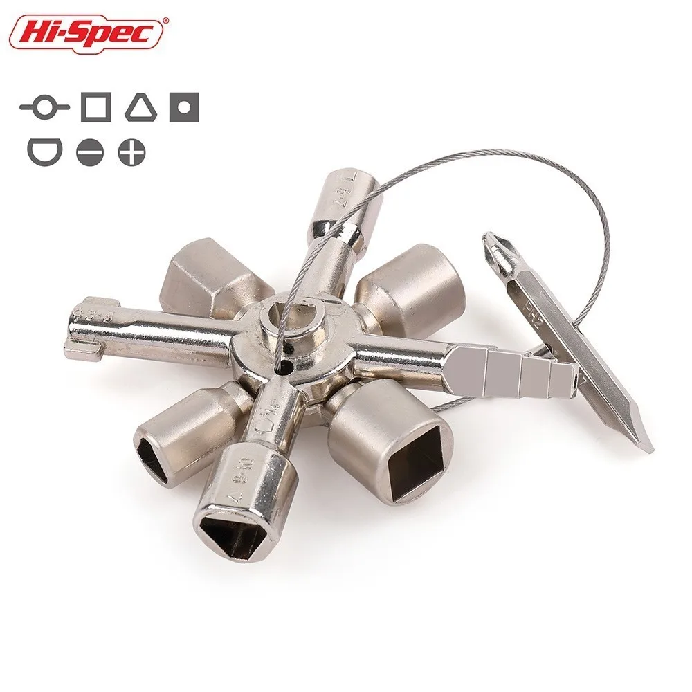 Hi-Spec 10 in 1 Universal Cross Key Plumber Key Magnetic Triangle Square Wrench Radiators for Elevator Train Cabinet Multitool
Hi-Spec 10 in 1 Universal Cross Key Plumber Key Magnetic Triangle Square Wrench Radiators for Elevator Train Cabinet Multitool