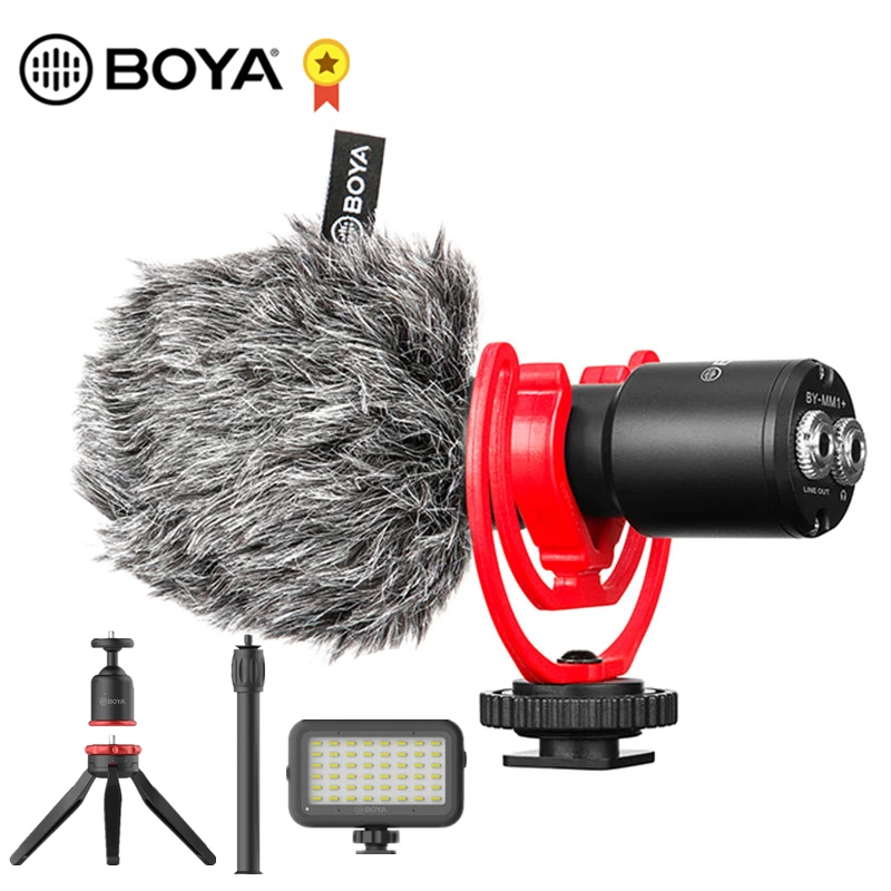 BOYA BY-MM1 MM1+ Microphone video kit LED Light Tripod Phone Clip for Smartphone DSLR Camera Vlog Live Studio Video Accessories |