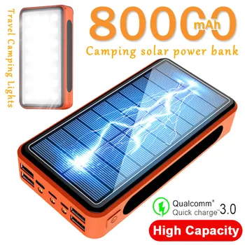 80000mAh Solar Power Bank Solar Battery Panel with Camping Light Powerbank External Battery Phone Fast Charger for Xiaomi IPhone
80000mAh Solar Power Bank Solar Battery Panel with Camping Light Powerbank External Battery Phone Fast Charger for Xiaomi IPhone
