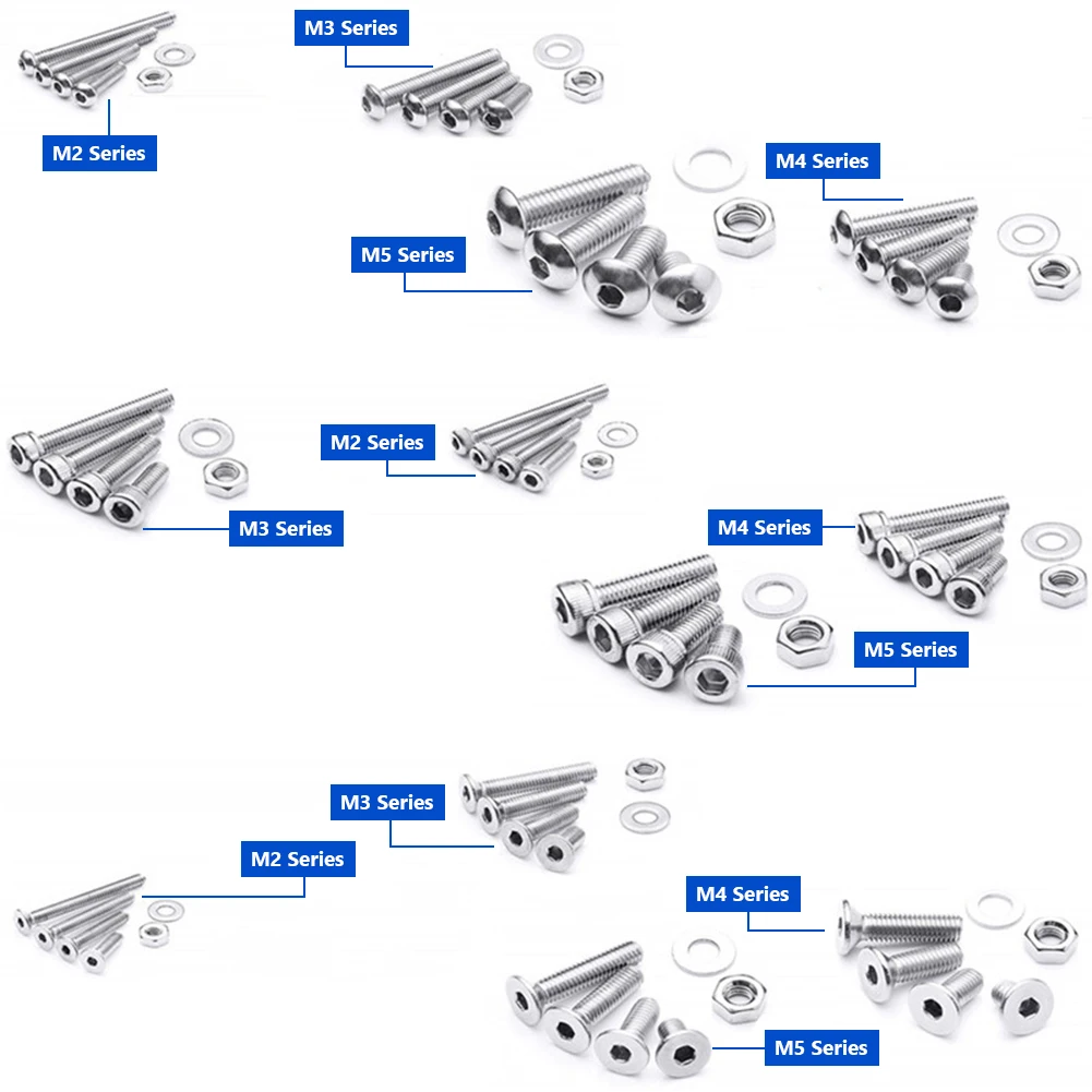 880Pcs M2 M3 M4 M5 Hex Hexagon 304 Steel Socket Head Screw Kit Bolts and Nuts Allen bolts Set Screws Bolts Hex Nuts Assortment
880Pcs M2 M3 M4 M5 Hex Hexagon 304 Steel Socket Head Screw Kit Bolts and Nuts Allen bolts Set Screws Bolts Hex Nuts Assortment