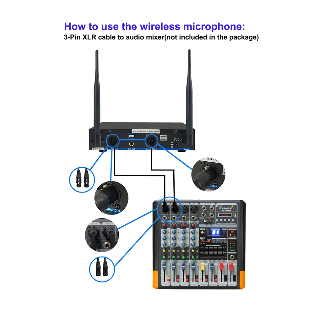 2 channel uhf dj bar mics