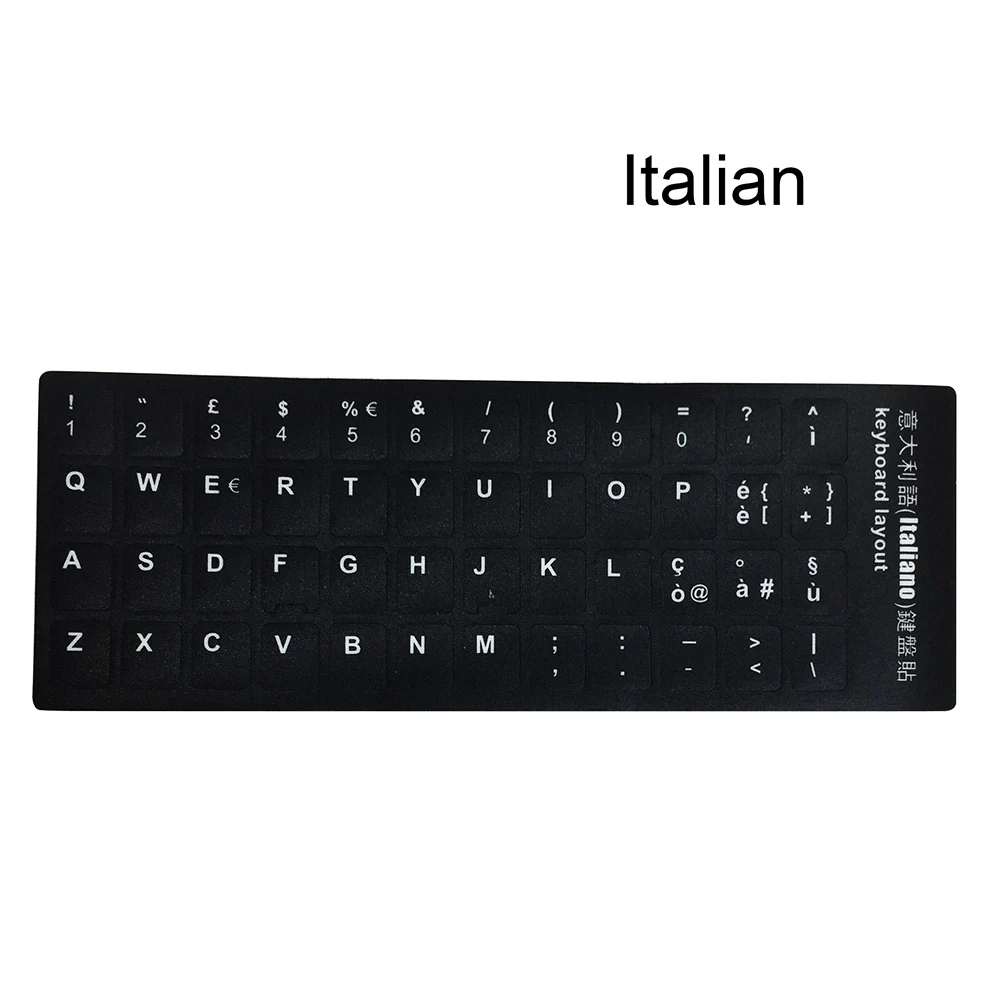 Universal keyboard sticker to replace matte keyboard sticker Italian, with black background and white letters
Universal keyboard sticker to replace matte keyboard sticker Italian, with black background and white letters