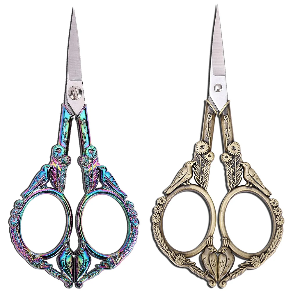 

4.6 Inch Vintage Sharp Embroidery Scissors Stainless Steel Thread Cutter Shears for Craft Needlework DIY Tailors Sewing Scissors