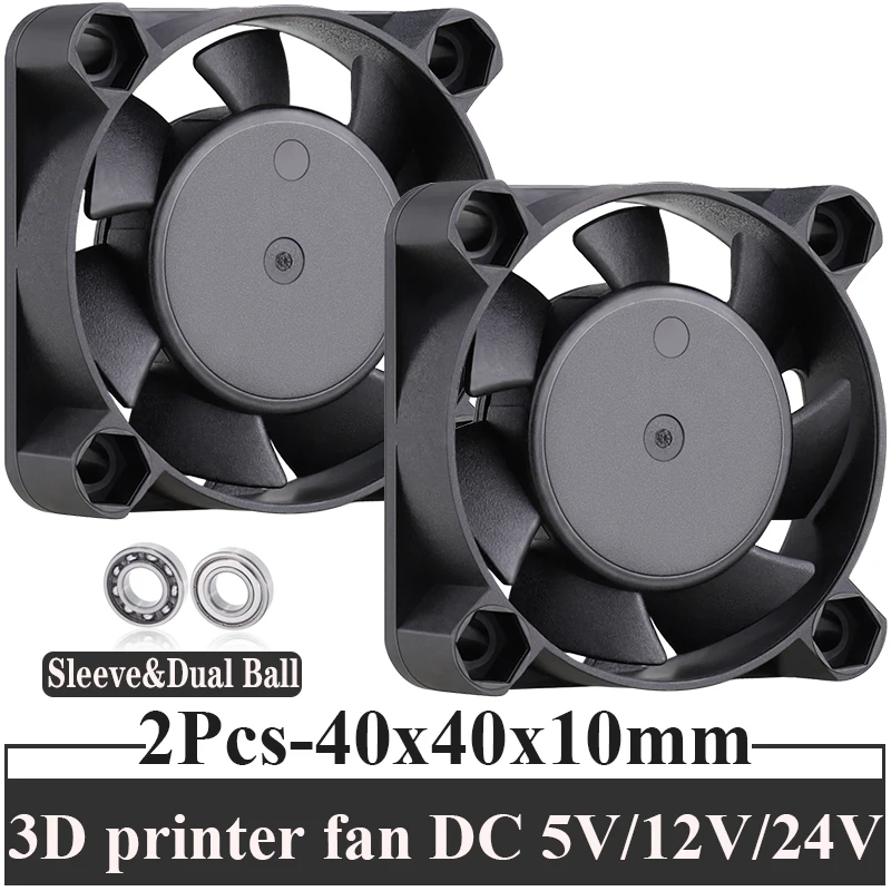 2PCS Gdstime 3D Printer fan 40mm DC 24V 12V 5V 2PIN 3PIN USB Ball Bearing Computer Case CPU Cooler Cooling axial Fan 40x40x10mm |