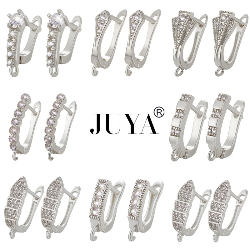 Оптовая продажа серьги JUYA с настоящим золотым покрытием крючки кубическим