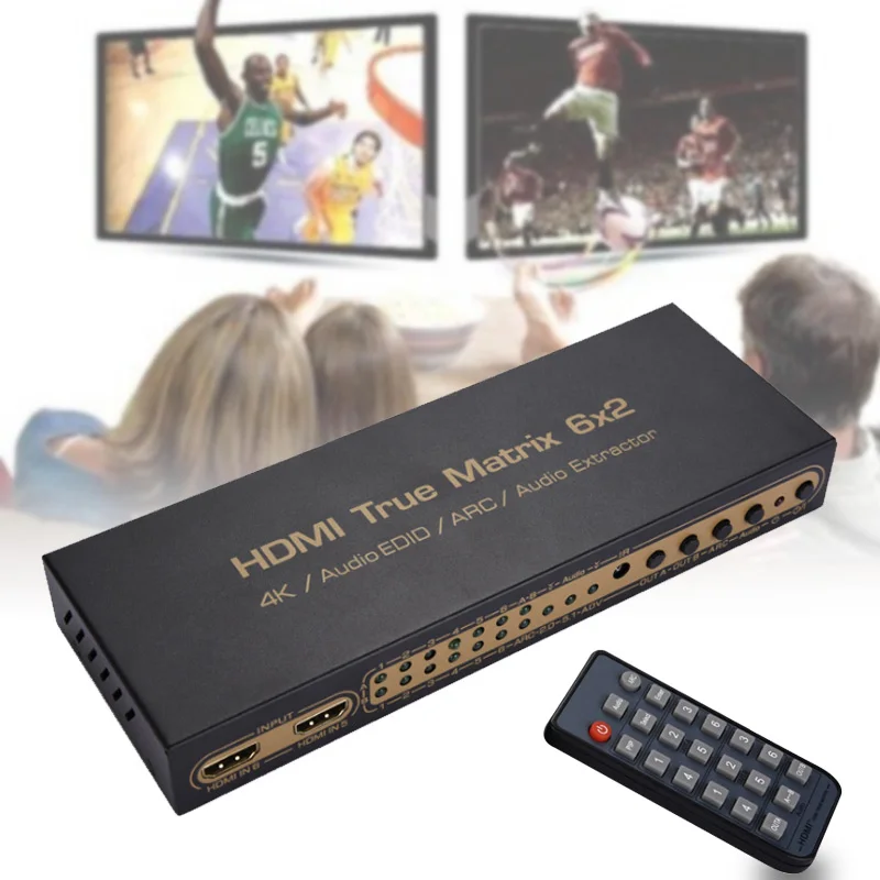 6 in 2 Out HDMI Matrix Splitter Support HD 4K x 2K 3D Audio Video Converter with Remote Control OD889
6 in 2 Out HDMI Matrix Splitter Support HD 4K x 2K 3D Audio Video Converter with Remote Control OD889