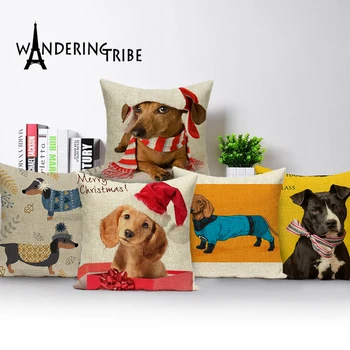 Christmas Dachshund Cushion Cover Home Sofa Decor Custom linen Pillow Cover Print Animal Throw Pillow Gift Sofa Home Decoration 
Christmas Dachshund Cushion Cover Home Sofa Decor Custom linen Pillow Cover Print Animal Throw Pillow Gift Sofa Home Decoration