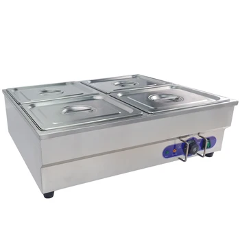 

4 Pots Bain Marie Catering Wet Well Wet Heat Stainless Steel Hot Food Warmer Buffet Server Electric Bain Marie Kitchen Equipment