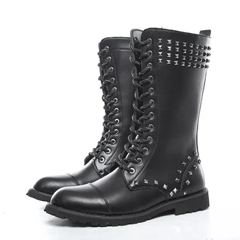 2020 Fashion Shoes Men Leather Motorcycle Boots Rivets Shoes Men Boots Black Cool Young Man Street Shoes KA2012
2020 Fashion Shoes Men Leather Motorcycle Boots Rivets Shoes Men Boots Black Cool Young Man Street Shoes KA2012