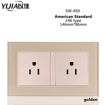 YIJIA British standard 146*86mm 13A socket 146 type 110-250V sockets glass panel socket white/black/golden panel home office
YIJIA British standard 146*86mm 13A socket 146 type 110-250V sockets glass panel socket white/black/golden panel home office