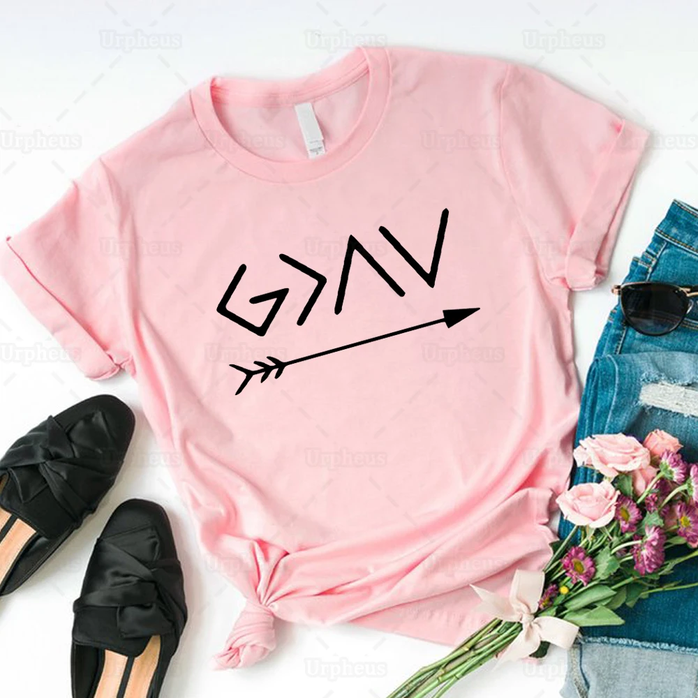 

God Is Greater Than The High and The Lows Shirt God Is Greater Tshirt Christian Tee Faith Summer Short Sleeve harajuku Style