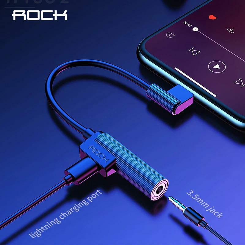 ROCK Aux Audio for Lighting to 3.5mm Jack Charging Connector Earphone OTG Adapter Cable iPhone Xs Max Xr X 8 Plus Splitter | Мобильные