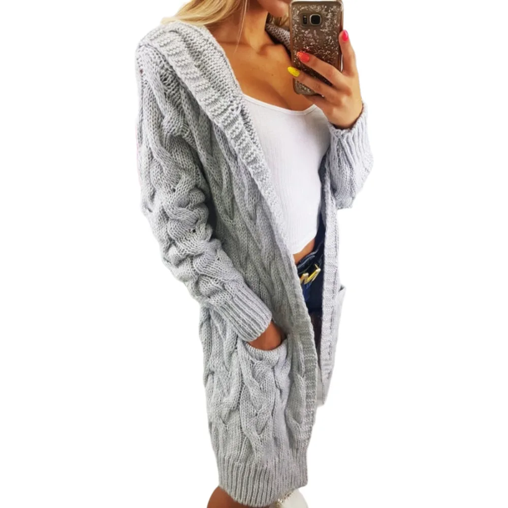 Plus Size Cardigans Hooded Knitted Sweater Twist Weaving Long Sleeve Casual Women Sweaters Coat Fashion Solid Color Cardigan
Plus Size Cardigans Hooded Knitted Sweater Twist Weaving Long Sleeve Casual Women Sweaters Coat Fashion Solid Color Cardigan