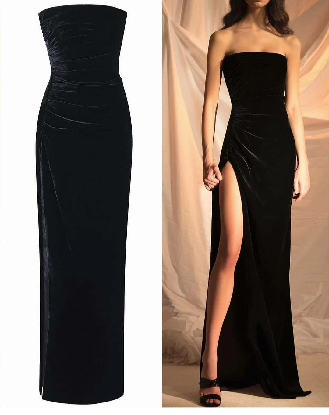 Elegant Long Black Pleated Velvet Evening Dresses with Slit Corset Back Floor Length Abendkleider Robes de Soirée for Women
Elegant Long Black Pleated Velvet Evening Dresses with Slit Corset Back Floor Length Abendkleider Robes de Soirée for Women