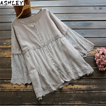 Vintage Plus Size Long Sleeve Tops Women's Summer Shirts 2020 Casual Button Blusas Female Lace Stiching Blouse Tunic
Vintage Plus Size Long Sleeve Tops Women's Summer Shirts 2020 Casual Button Blusas Female Lace Stiching Blouse Tunic