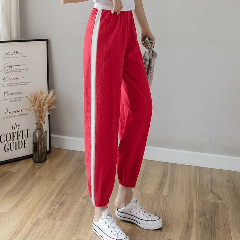 Brand Chic Loose Cotton Linen Pants Women Soft Harem Pants Breathable Slim Ankle Length Pants Korean Leisure Hallen Pants Black Brand Chic Loose Cotton Linen Pants Women Soft Harem Pants Breathable Slim Ankle Length Pants Korean Leisure Hallen Pants Black