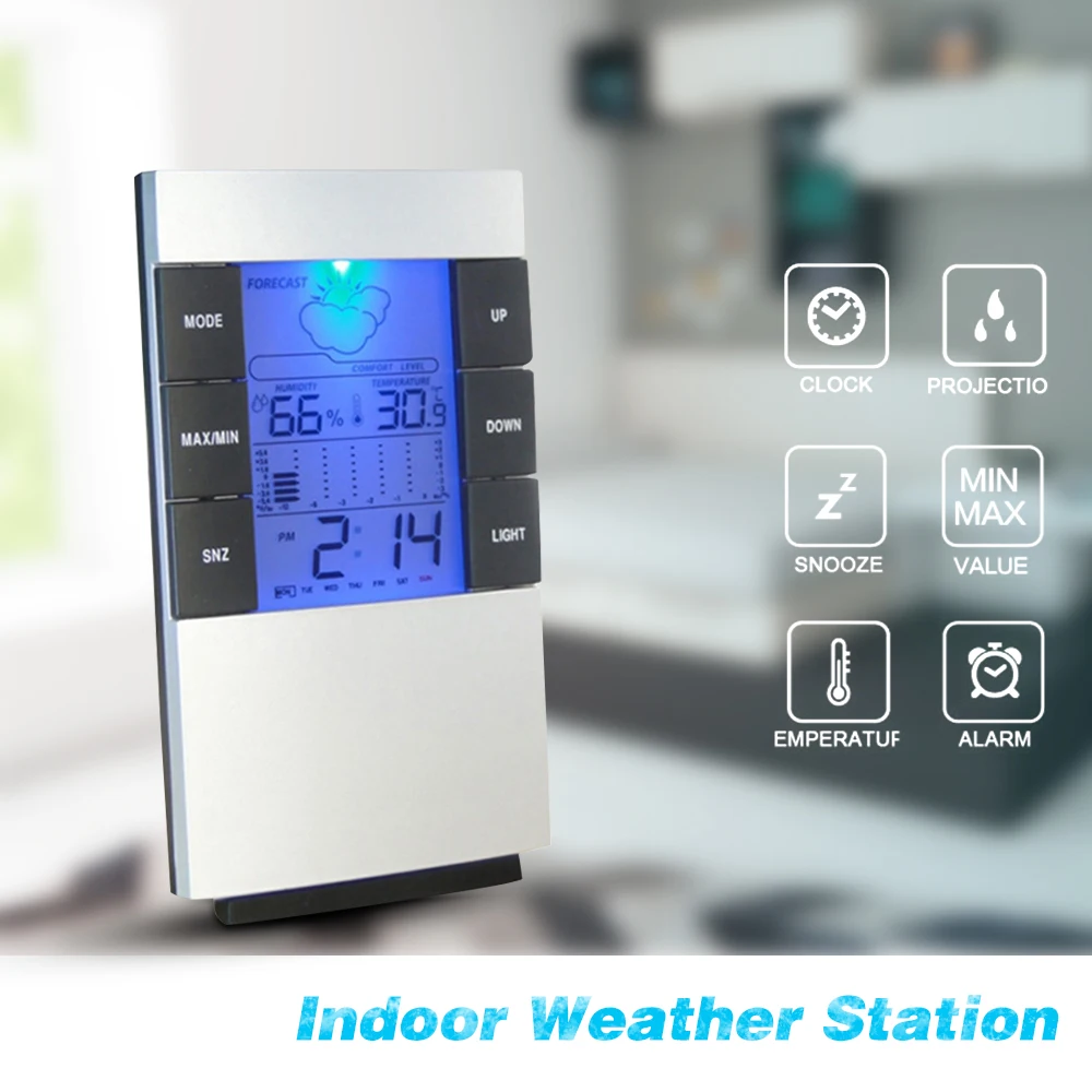 Digital Alarm Clock Hygrometer Electronic Thermometer Time Large Display Clock With Backlight Calendar Clocks Desk Table Display
Digital Alarm Clock Hygrometer Electronic Thermometer Time Large Display Clock With Backlight Calendar Clocks Desk Table Display