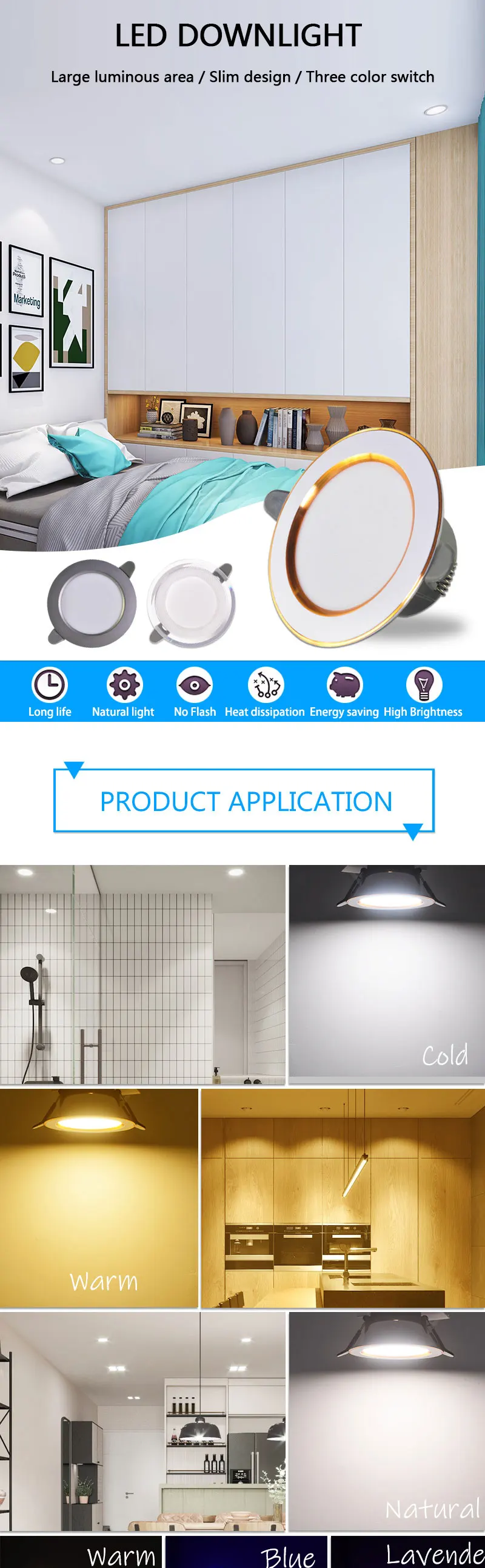 10Pcs led Downlight 3w 5w spot led light 3000k 4500K 6000K AC 220V-240V Downlight Kitchen living room Indoor recessed lighting
