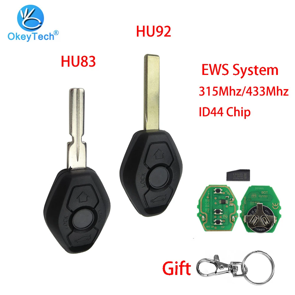 OkeyTech EWS Sytem Car Remote Key for BMW E38 E39 E46 X3 X5 Z3 Z4 1/3/5/7 Series 315/433MHz ID44 Chip Keyless Entry Transmitter
OkeyTech EWS Sytem Car Remote Key for BMW E38 E39 E46 X3 X5 Z3 Z4 1/3/5/7 Series 315/433MHz ID44 Chip Keyless Entry Transmitter
