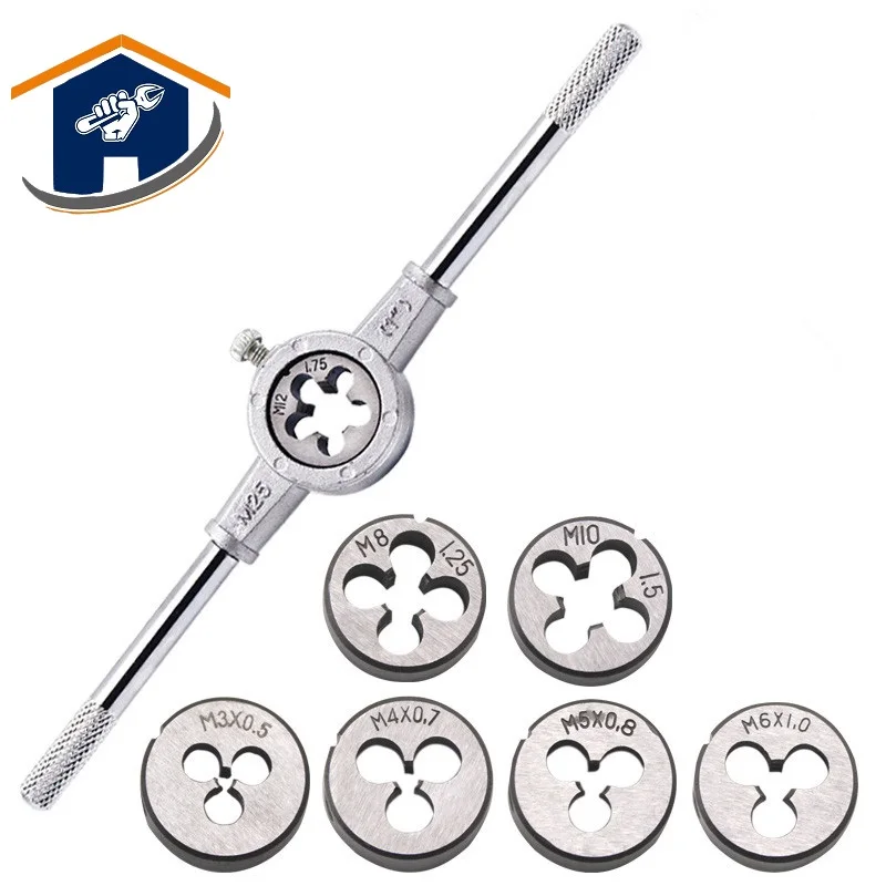 HS Tools 8pcs/set Metric HSS Circular Tap Die Set M3 M4 M5 M6 M8 M10 M12 Screw Thread Plugs Taps with Wrench Broaching
HS Tools 8pcs/set Metric HSS Circular Tap Die Set M3 M4 M5 M6 M8 M10 M12 Screw Thread Plugs Taps with Wrench Broaching