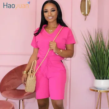 HAOYUAN Two Piece Set Tracksuit Short Sleeve Top Biker Shorts Sweat Suits 2 Piece Outfits Matching Sets Summer Clothes for Women
HAOYUAN Two Piece Set Tracksuit Short Sleeve Top Biker Shorts Sweat Suits 2 Piece Outfits Matching Sets Summer Clothes for Women