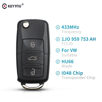 KEYYOU 3 Button Filp Remote Key For VW SKODA Seat Roomster Fabia Polo Jetta Passat Bora Golf Fob 434MHz ID48 Chip 1J0 959 753 DA
KEYYOU 3 Button Filp Remote Key For VW SKODA Seat Roomster Fabia Polo Jetta Passat Bora Golf Fob 434MHz ID48 Chip 1J0 959 753 DA