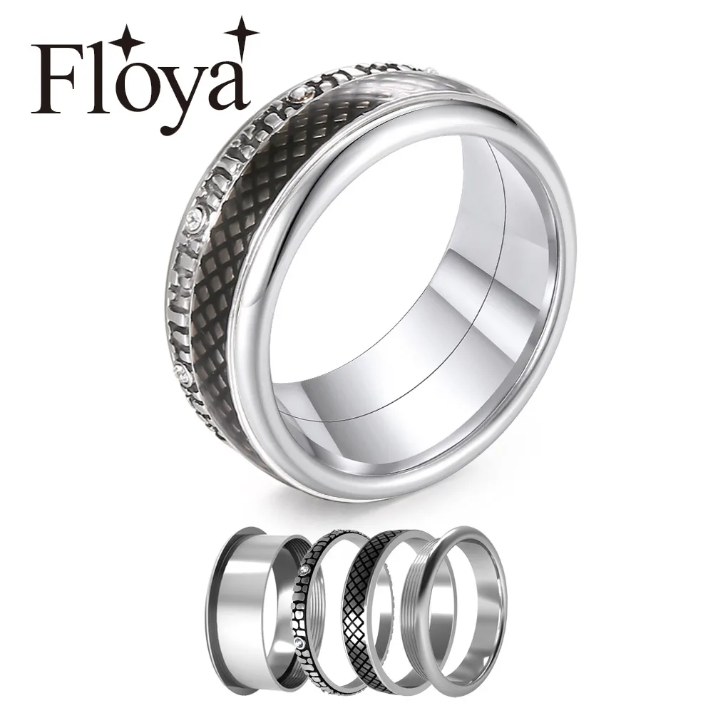 Floya Spinner Кольца модные кольца из нержавеющей стали многослойные обручальные