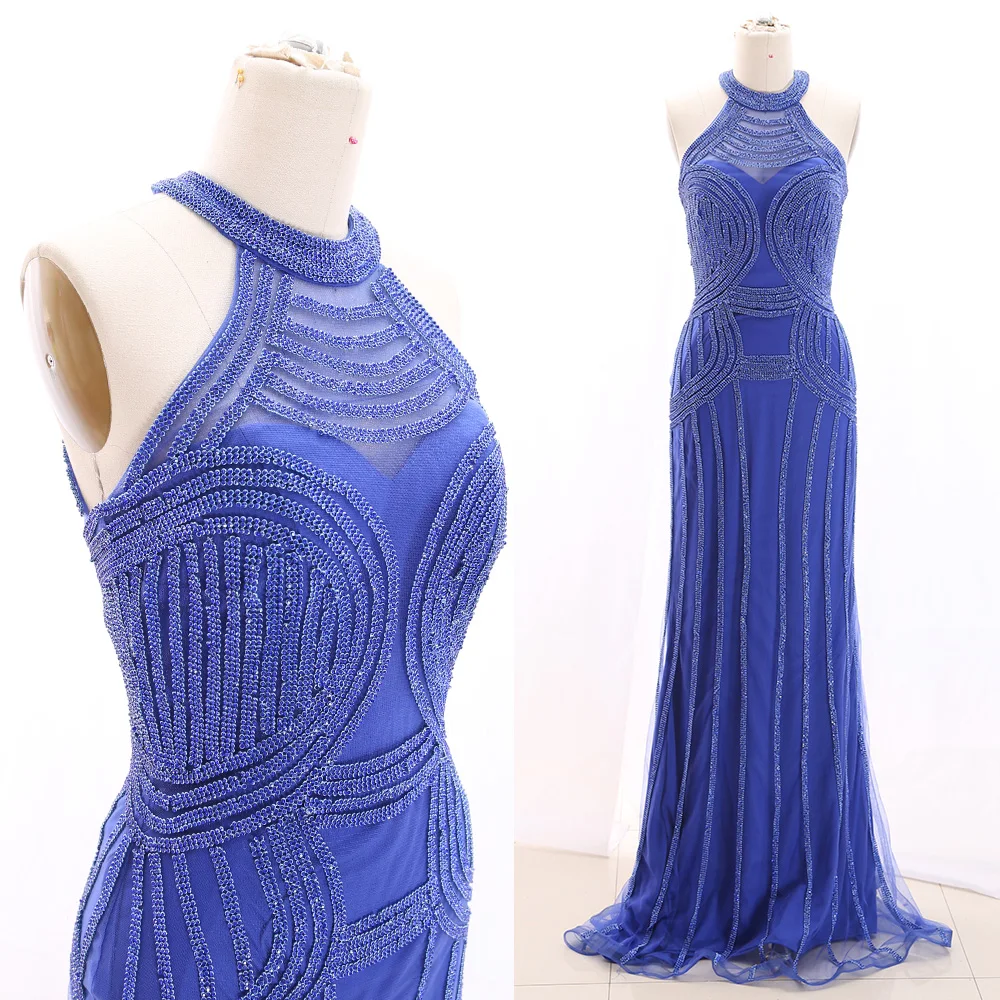 MACloth Blue Sheath Halter Floor-Length Long Crystal Tulle Prom Dresses Dress XS 266437 Clearance
MACloth Blue Sheath Halter Floor-Length Long Crystal Tulle Prom Dresses Dress XS 266437 Clearance