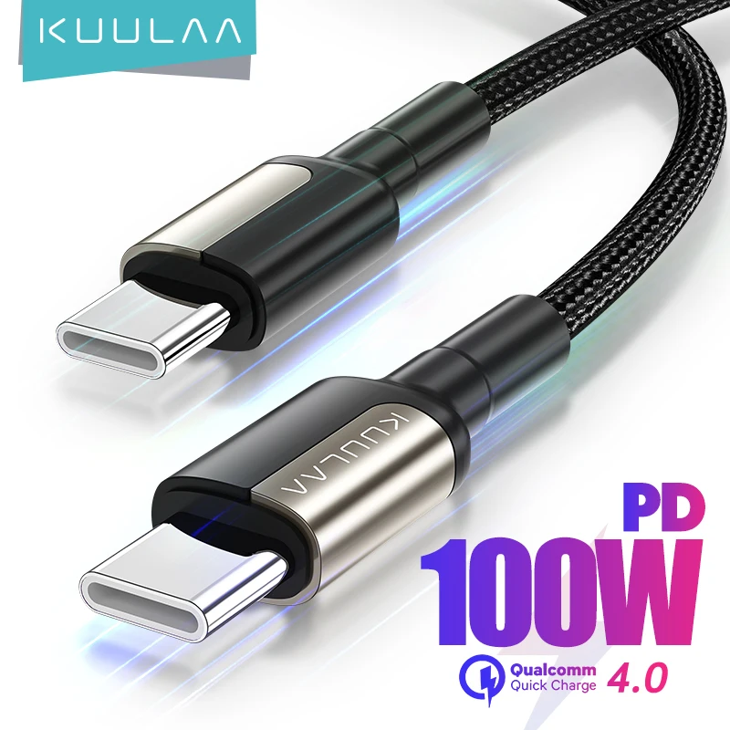 USB-кабель KUULAA Type-C на USB C для Samsung Galaxy S9 PD 100 Вт кабель быстрой зарядки Macbook поддержка