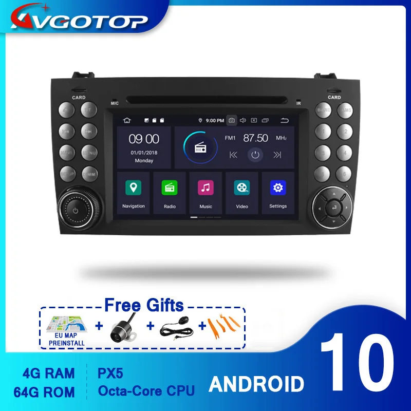 Автомагнитола AVGOTOP Android 10 для BENZ R171 SLK200/SLK280 SLK350 2004-2012 Carplay Navi Gps Мультимедиа |