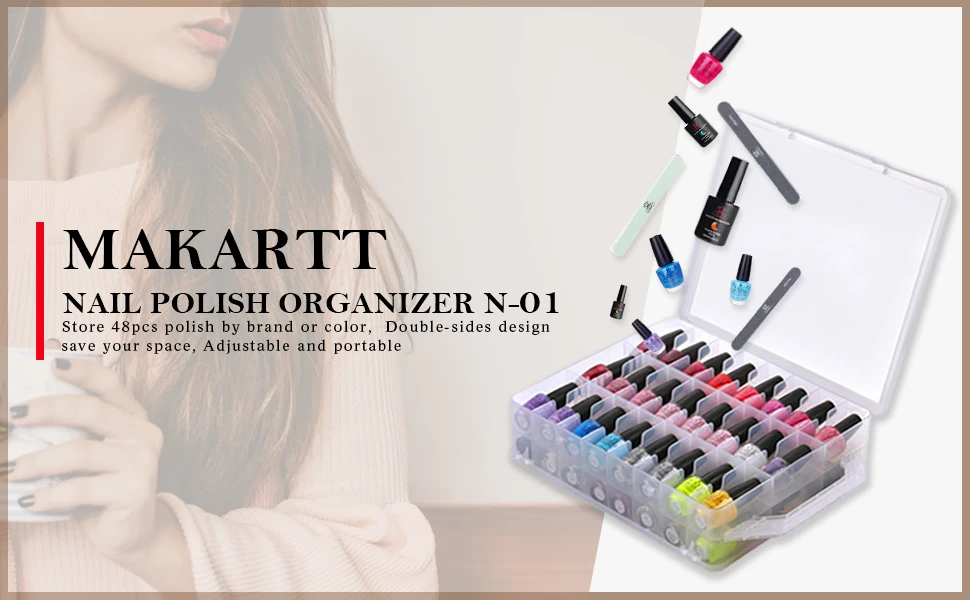 48 Bottle Nail Polish Case: Portable, Adjustable