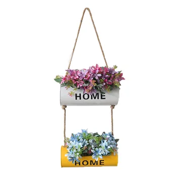 Nordic wrought iron wall hanging flower bucket retro style home decoration accessories hemp rope living room pendant
Nordic wrought iron wall hanging flower bucket retro style home decoration accessories hemp rope living room pendant