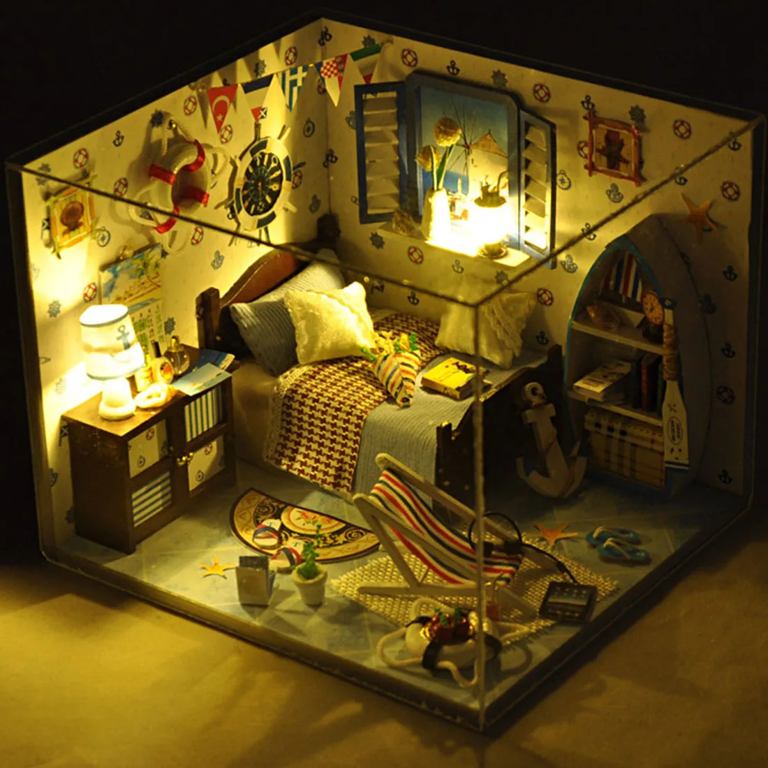 Kids DIY Creative Handmade Theme Wooden Cabin Assembly Building Model House Toy Set with Light and Dust Cover Gift - Summer Sea
Kids DIY Creative Handmade Theme Wooden Cabin Assembly Building Model House Toy Set with Light and Dust Cover Gift - Summer Sea