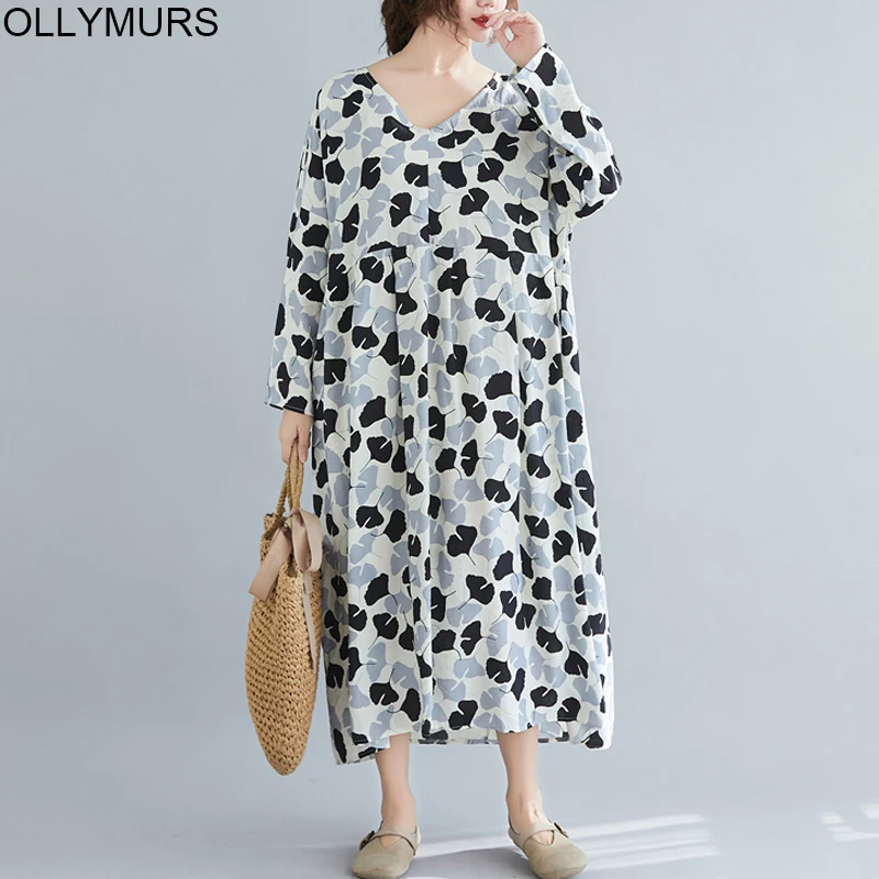 2020 Spring Women Oversize Fashion Elegant Leaf Print V Neck Tops Female Ladies Plus Size Long Sleeve Cotton Linen Casual Dress
2020 Spring Women Oversize Fashion Elegant Leaf Print V Neck Tops Female Ladies Plus Size Long Sleeve Cotton Linen Casual Dress