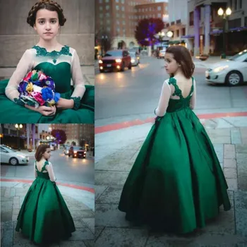 SexeMara Dark Green Illusion Long Sleeves Flower Girl Dresses For Wedding Lace Appliques Satin A Line Girls Pageant Gowns 1-16Y
SexeMara Dark Green Illusion Long Sleeves Flower Girl Dresses For Wedding Lace Appliques Satin A Line Girls Pageant Gowns 1-16Y