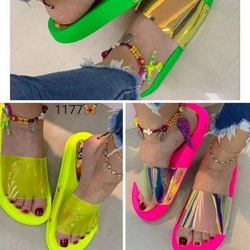 Summer Woman Slippers Candy Color Jelly Shoe Woman Bling Transparent Slides Sequined Flat Flip Flops Women Beach outdoor Shoes
Summer Woman Slippers Candy Color Jelly Shoe Woman Bling Transparent Slides Sequined Flat Flip Flops Women Beach outdoor Shoes