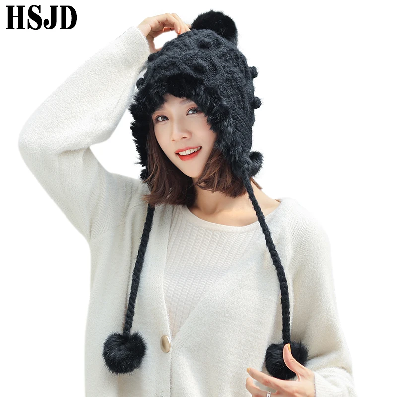 Real Fur Handmade Crochet Winter Women's Knitted Hats Warm Three Pompom Ear Protection Caps Skullies Beanies 2019 Female Fur Hat
Real Fur Handmade Crochet Winter Women's Knitted Hats Warm Three Pompom Ear Protection Caps Skullies Beanies 2019 Female Fur Hat