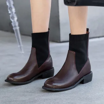2020 New winter Chelsea boots women's shoes cow leather knitting socks boots keep warm women cozy ankle boots botas mujer
2020 New winter Chelsea boots women's shoes cow leather knitting socks boots keep warm women cozy ankle boots botas mujer