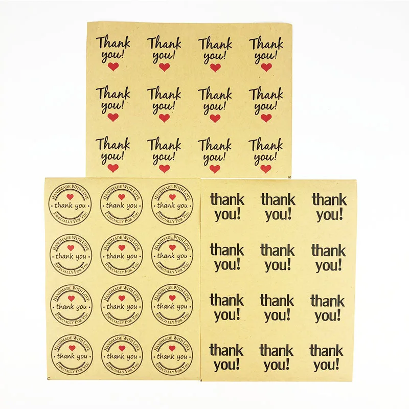 Фото 60 шт. круглые бумажные этикетки для скрапбукинга с надписью Love Red Heart Thank you  Дом | Свадебные штампы (4000096673325)